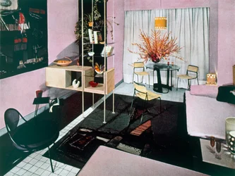 Exemplo de um livingdining room, 1950s